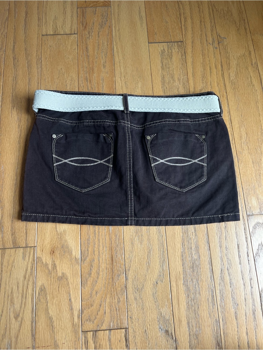 Abercrombie & Fitch Brown Mini Skirt with Cream Colored Stitching - Picture 2 of 7